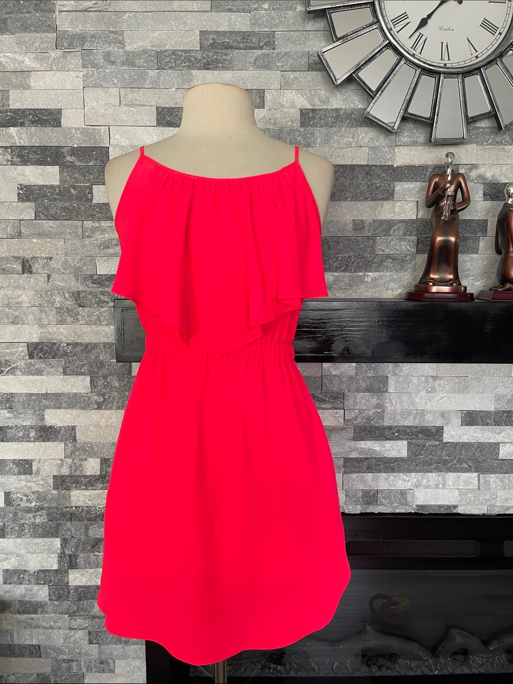 American Eagle Dress Womens S/P Pink Sleeveless Tie Neck Strap Casual Mini Dress